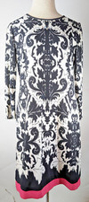 Eliza J Women Size 2 Black/White &Hot Pink Floral Sheath Dress Good Condition