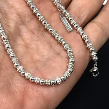 Vtg NAPIER Silver Tone Metal Ball Bead Necklace Bib Choker Collar Signed 15-17"