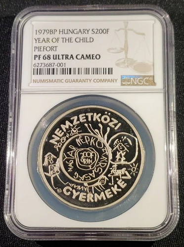 1979 Hungary 200 Forint Silver Proof Year of the Child - NGC PF 68 UC *PIEFORT*