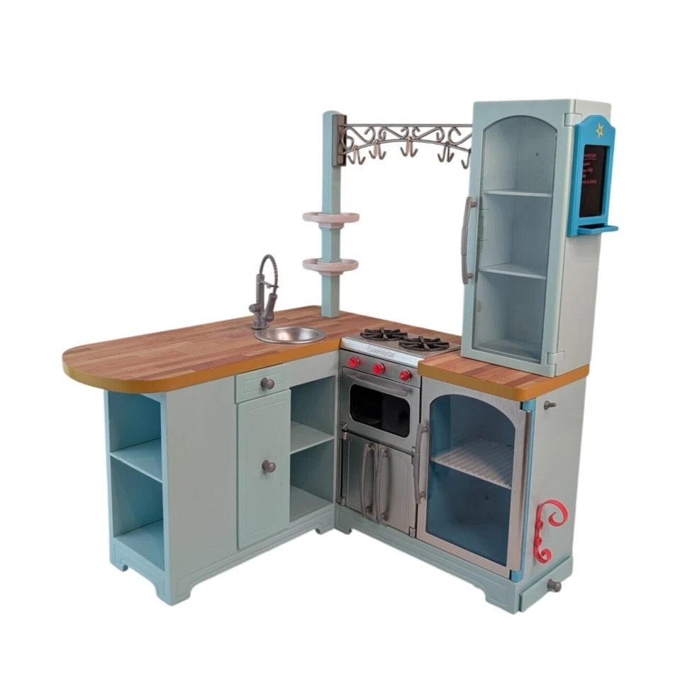 American Girl Gourmet Kitchen Set Food Dishes Mixer Toaster Apron Chair RETIRED - Image 2 of 4