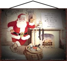 8x10 Vintage Style Holiday Themed Sign Featuring Santa Claus Christmas Spirit