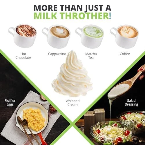 Milk Frother Wireless Rechargeable - Milk, Coffee, Cappuccino & more! USB-C