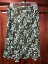 Vintage Simply Irresisible Sz Medium Green & Teal Lined Floral Skirt Made In USA