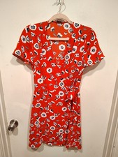 J. Crew Factory Women's Red Poppy Floral Mini Wrap Dress Sz 0 Party Event Casual