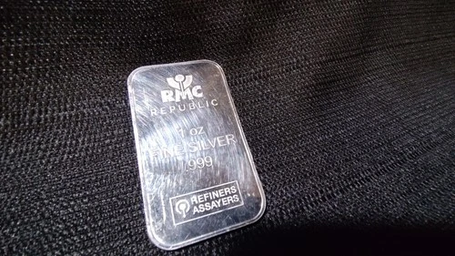 1 oz RMC Republic Metals Corp .999 Fine Silver Bar Refiners Assayers in Sleeve