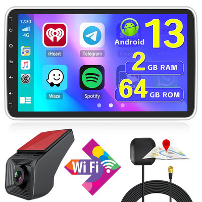64G 1DIN 10.1'' Android 13 Autoradio mit Apple Carplay GPS Wifi RDS BT 5.0+HD DVR