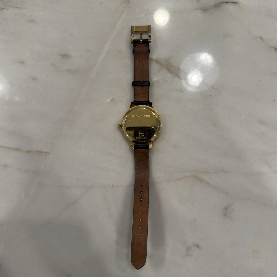 Lightly Used Tory Burch Women's TB1205 Collins Black Leather Watch - Image 2 of 2