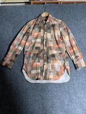 Kiton Dress Shirt Mens Medium Multicolor Patchwork Cotton Made Italy Long Sleeve