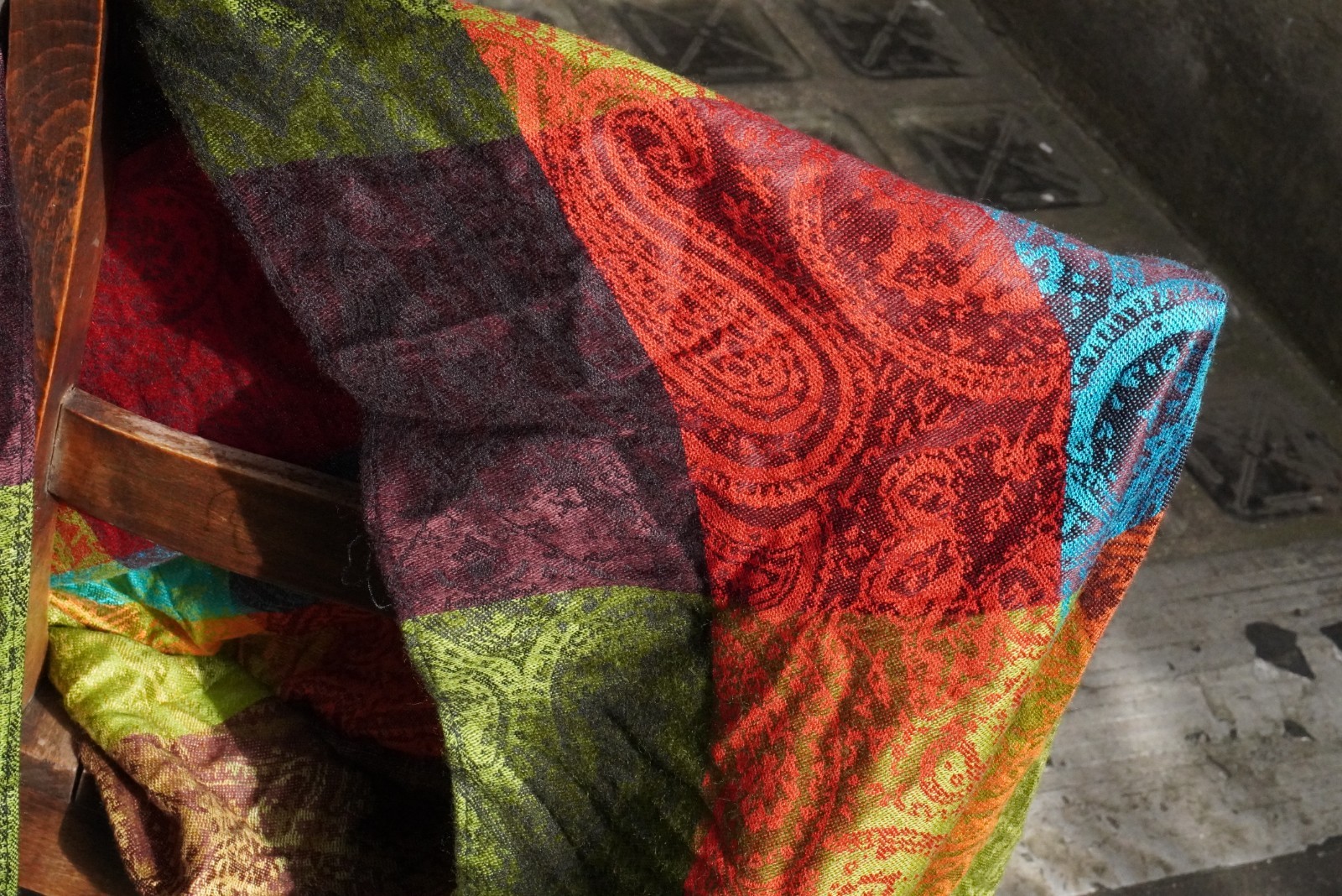 Paisley patchwork loop scarf colorful infinity sc… - image 5