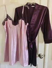 Adonna Robe & Nightgown Set Purple Pink in Women's size XL