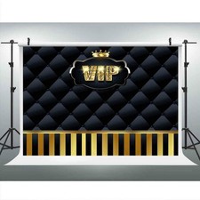 Gold VIP Backdrops 9x6FT Black Tufted Gold Stripes Photography Backgrounds Ev...