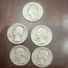 Lot #H of 5 90% Silver Washington Quarters Circulated