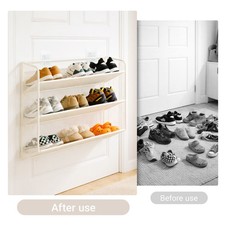 Wall-Mounted Shoe Rack for Home 3 Tier Shoe Holder Multi-Layer Shoe Cabinet