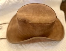 Brown Suede Leather Western Cowboy Hat 6 7/8 USA Made Chin Strap