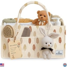 Portable Baby Diaper Caddy Organizer with Plush Toy - Nursery  Car Storage