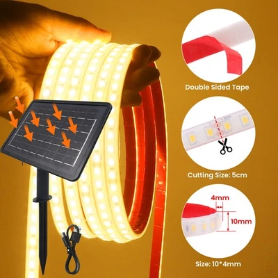 Solar LED Streifen Lichterkette Außen/Innen Lichterschlauch Streifen LED IP65 - Bild 1 von 4