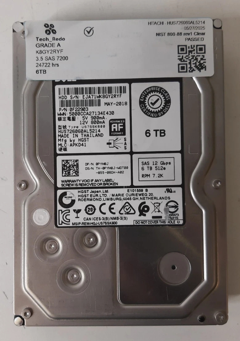 Hitachi Internal Hard Disk Drives 6 TB Storage Capacity for sale