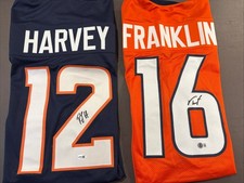 RJ Harvey and Troy Franklin Autographed XL Custom Broncos Jerseys-JSA/Beckett