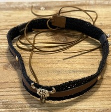 Brown Western Skull Bull Cowboy Tie Statement Belt