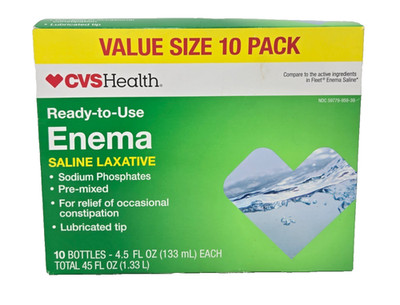 CVS Ready-to-Use Enema Saline Laxative, 4.5 fl oz - (10 Pack Bottles)