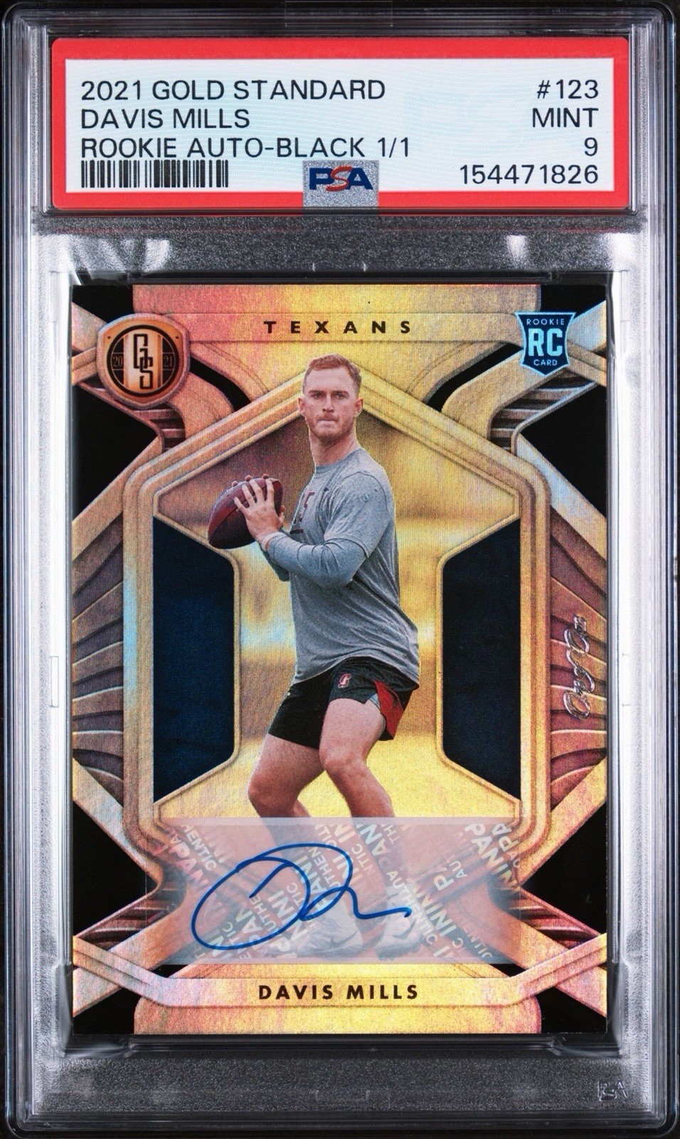 2021 PSA 9 Davis Mills Gold Standard 1/1 Black RC Auto! TRUE 1/1! 24hr Auction! view 1