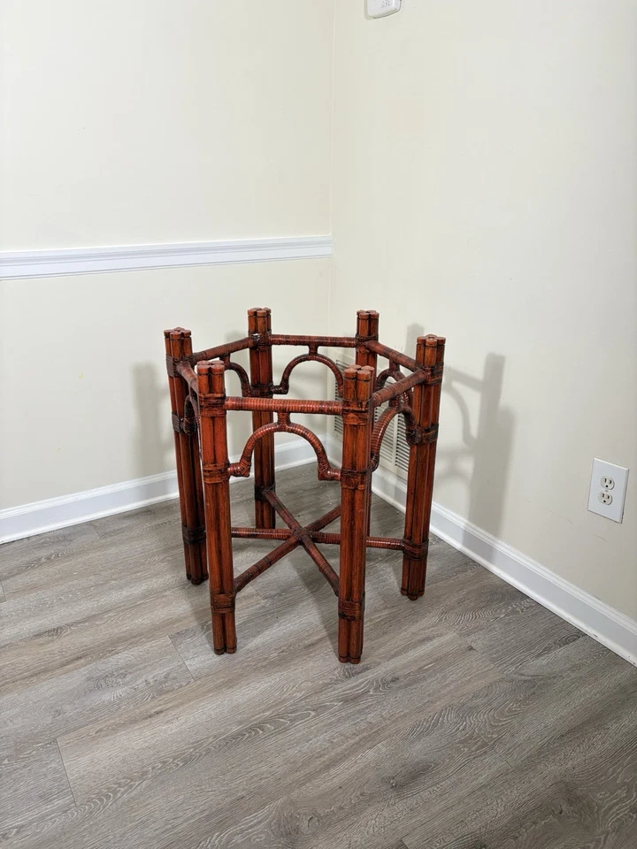 Juego de 5 sillas de ratán de bambú con mesa de cristal Foto 3 de 4