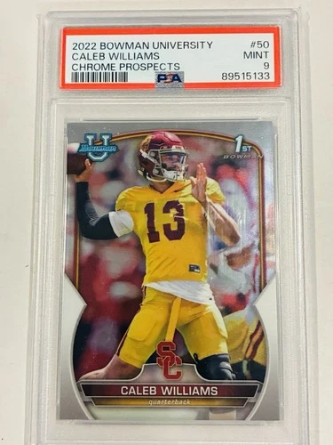 2022 Bowman University Chrome Prospects Caleb Williams 1st Bowman RC PSA 9 Bears