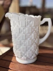 Vintage Westmoreland “Old Quilt” pattern White Milk Glass Water Pitcher, 40 oz