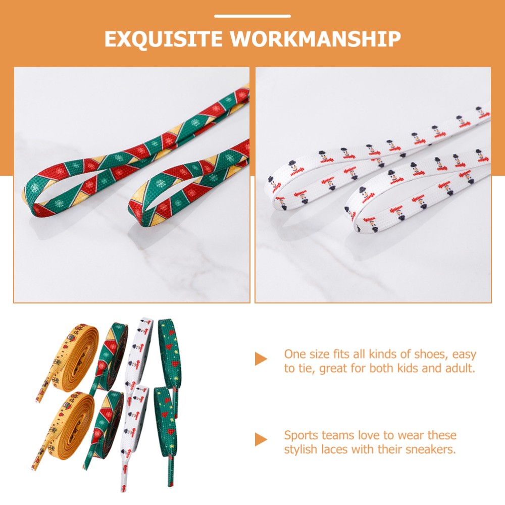 APL 4 paia di lacci natalizi lacci piatti per scarpe tagli natalizi