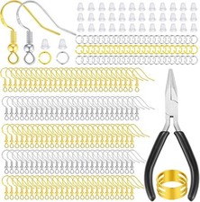 Earring Hooks and Jewelry Making Kit 602 Pcs Silver Gold Plated DIY Set