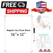 Small Dry Erase Whiteboard, 16" x 12" Magnetic White Board for Wall, Fridge, ...