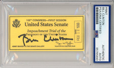 President Bill Clinton US Senate Impeachment Trial Ticket Cut PSA DNA AUTOGRAPH