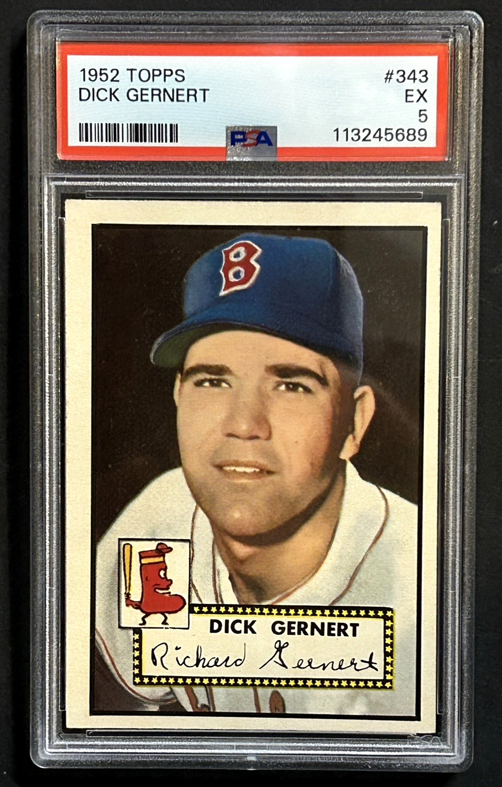 1952 Topps Dick Gernert #343 Boston Red Sox Set Break JUST GRADED PSA 5 EX