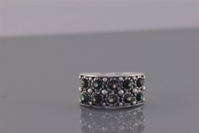 Sterling Silver Stacked Abalone Button Beaded Band Ring SE 925 Sz: 7