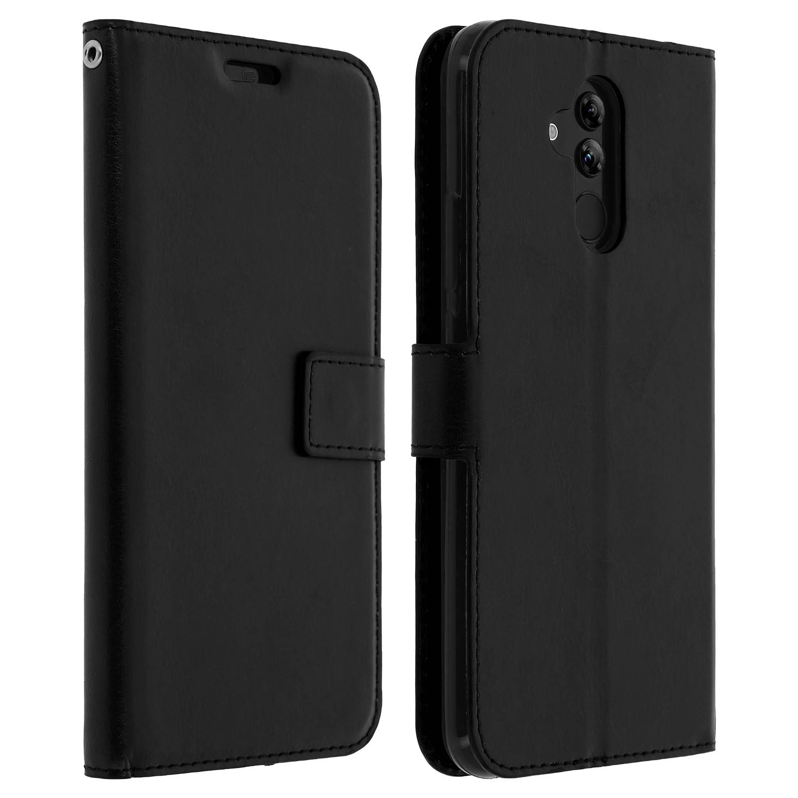 Coque Huawei Mate 20 Lite rabat noir anti-rayure fonction support vidéo