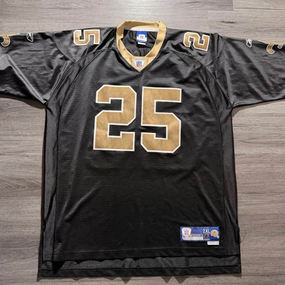 Camiseta cosida negra de colección Reebok New Orleans Saints Reggie Bush #25 talla 2XL de la NFL Foto 2 de 4