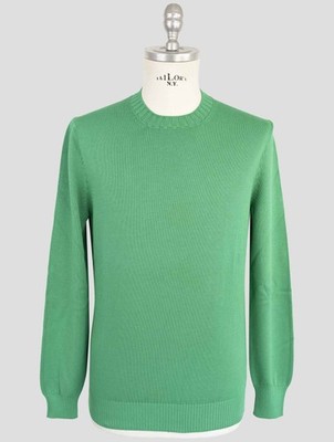 NEW GRAN SASSO GREEN COTTON SWEATER CREWNECK US 42 - EU 52 G4S30
