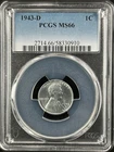 1943-D  1C  Lincoln Wheat One Cent  PCGS MS66  58330910