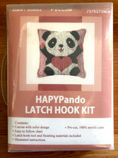HAPYPando Latch Hook Kit Pillow Cover Do It Yourself 17" x 17" Cute Panda Heart