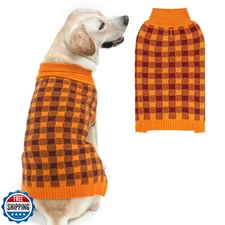 PUPTECK Dog Sweaters for Large Medium Small Dogs - Fall Classic Plaid Style P