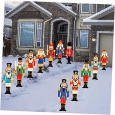  12 Pcs Christmas Nutcracker Yard Signs Decorations Outdoor with Stakes, 