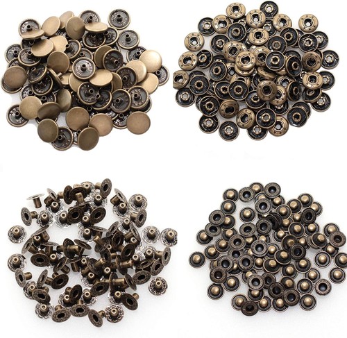80 Sets 15mm Metal Snap Buttons Leather Snap Fasteners Kit with Rubber Hammer - Picture 7 of 16