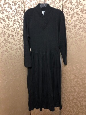 24 HR SALE! Laura Ashley VTG Gray A-Line Midi Dress Size Extra Small XS