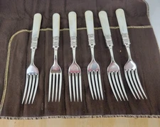 Sterling Band 12 pieces Antique Pearl Handles Meriden Cutlery Co. 1855
