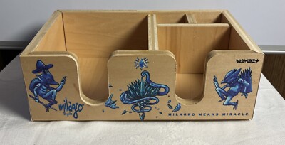 Milagro Tequila Wooden Napkin Caddy Bar Display Desktop Organizer 