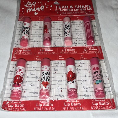 Be Mine Tear & Share flavored lip balm card, 8 Pcs. Set Valentine s Day set New