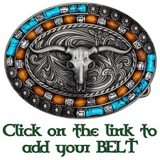 Longhorn Buffalo Metal Belt Buckle Biker UK Bull USA Cowboy Western turquoise
