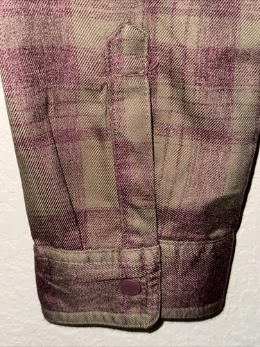 BURTON shirt Mens, Authentic, SOFT FLANNEL, Long Sleeve,Plum/Gray PLAID, Vintage - Picture 11 of 22