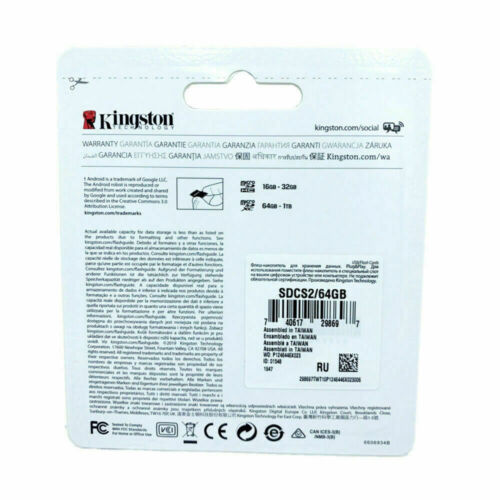 Kingston Micro SD 64G 100MB/s Canvas Select Plus Free Shipping - Picture 2 of 2