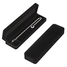 LETURE 2 Pieces Long Velvet Jewelry Chain Necklace Gift Box Set, Bracelet Black